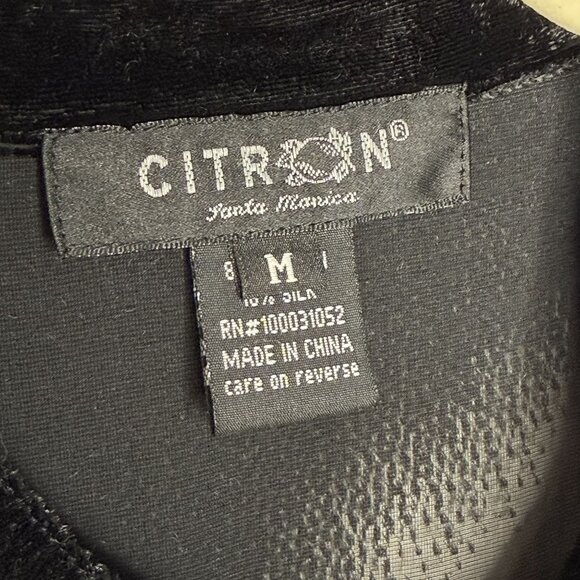 Citron Santa Monica Black Velvet Mandarin Collar Top, M - Picture 5 of 10